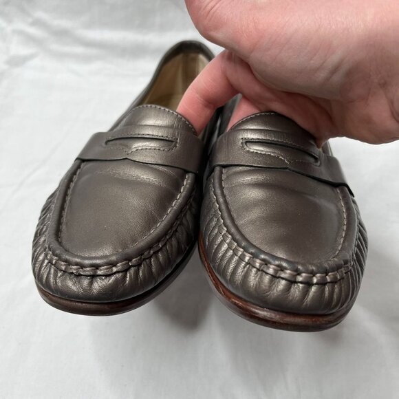 SAS Womens Metallic Pewter Silver Leather Penny Loafers Slip-On Size 8 M - Picture 5 of 11